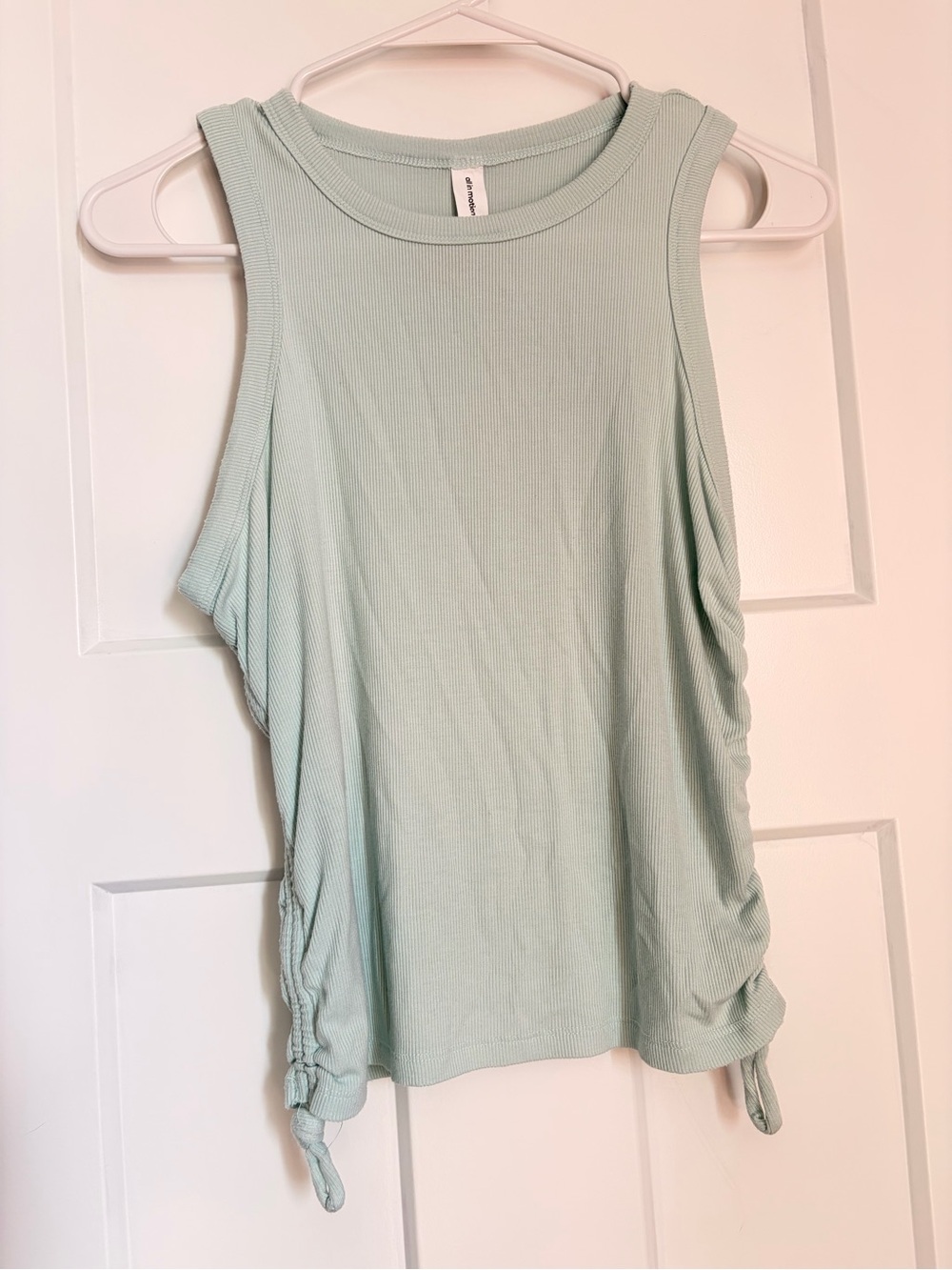 Women’s Mint Green Ribbed Tank Top with Side Ties